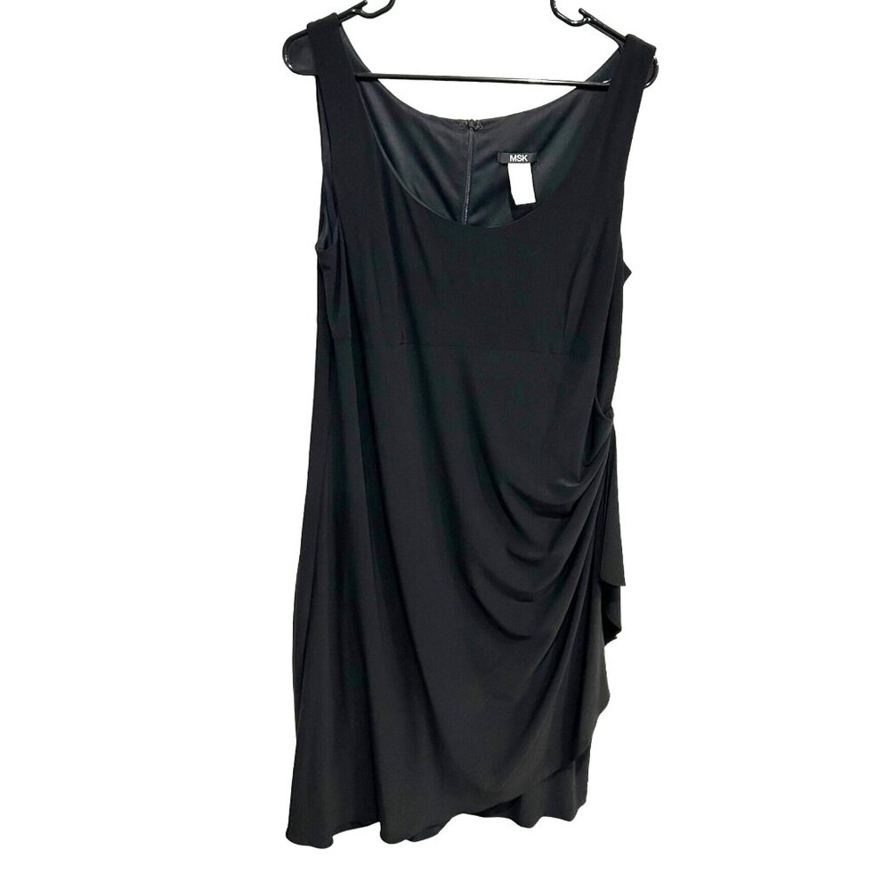 MSK Little Black Dress Draped Side Detail Ruching Size 14